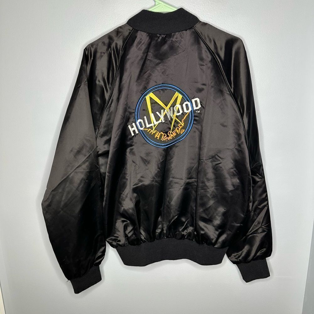 HOLLYWOOD Satin Embroidered Jacket Chamber Of Commerce XL Vintage